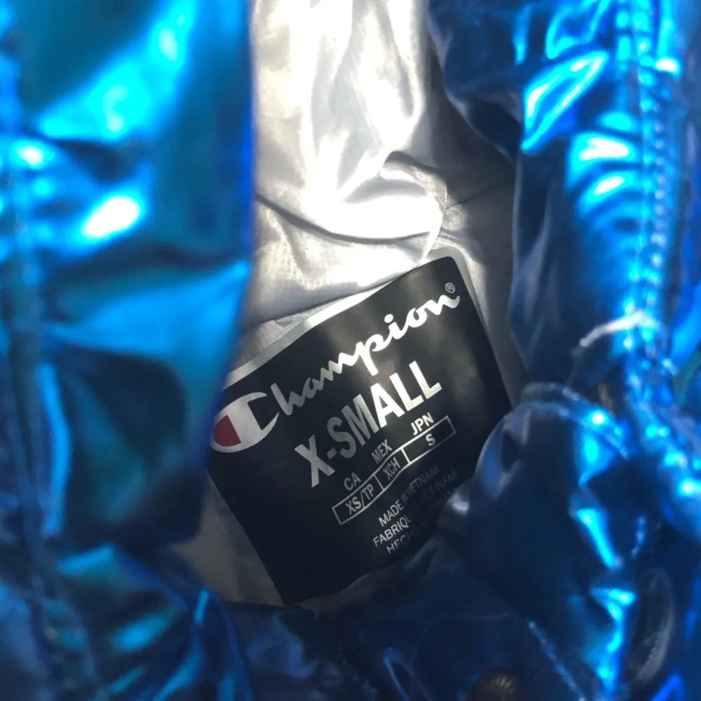 Champion  NASA Metallic‎ Puffer Jacket Blue Quilted - Picture 6 of 9